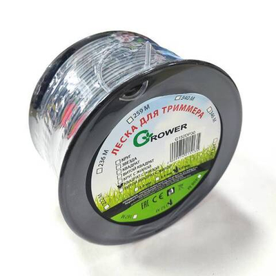 Леска для триммера GROWER (диаметр 3,0мм / КВАДРАТ С ЖИЛОЙ / БУХТА, длина 152м) (12)