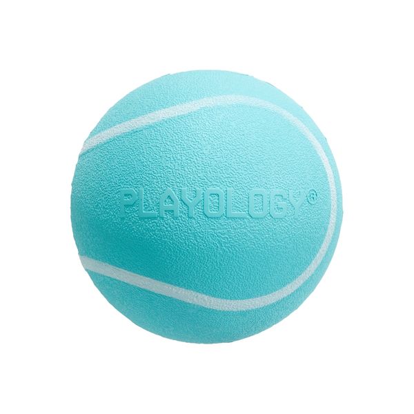 Жевательный мяч Playology SQUEAKY CHEW BALL 6 см для собак мелких и средних пород с пищалкой и с ароматом курицы, цвет голубой