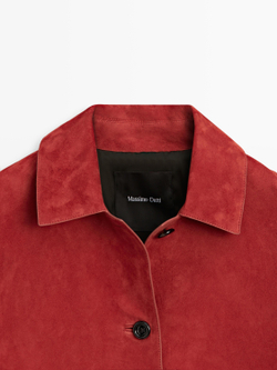 Massimo Dutti Короткая замшевая кожаная куртка, красный