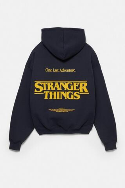 PULL&BEAR Толстовка с капюшоном"Stranger Things", темно-синий