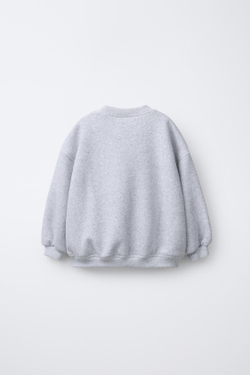 ZARA ТОЛСТОВКА С ВЫШИТОЙ НАДПИСЬЮ ИЗ МАХРОВОЙ ТКАНИ, СЕРЫЙ МЕЛАНЖ