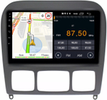 Магнитола для Mercedes-Benz S (W220) 1998-2005 (рамка черная) - Parafar PF211T1FHD на Android 13, 8-ядер, 2Гб+32Гб, CarPlay, 4G SIM-слот