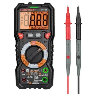 Цифровой мультиметр HT118C Habotest тест батареек поиск проводки емкость температура частота подсветка гнезд