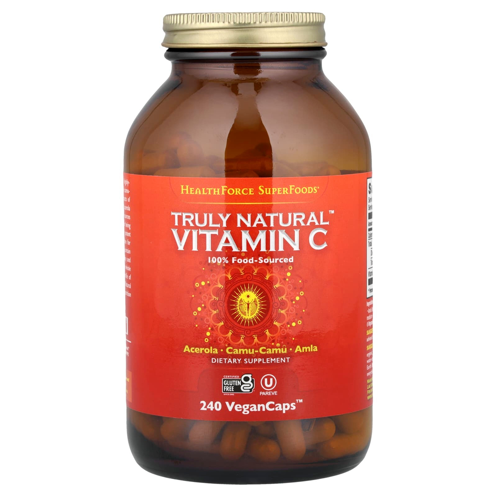 HealthForce Superfoods, Truly Natural™, витамин C, 240 веганских капсул