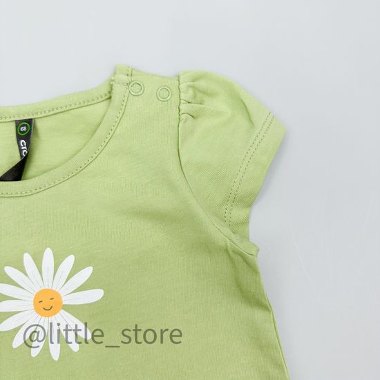 Футболка хлопковая "Летние цветы" сочный лайм