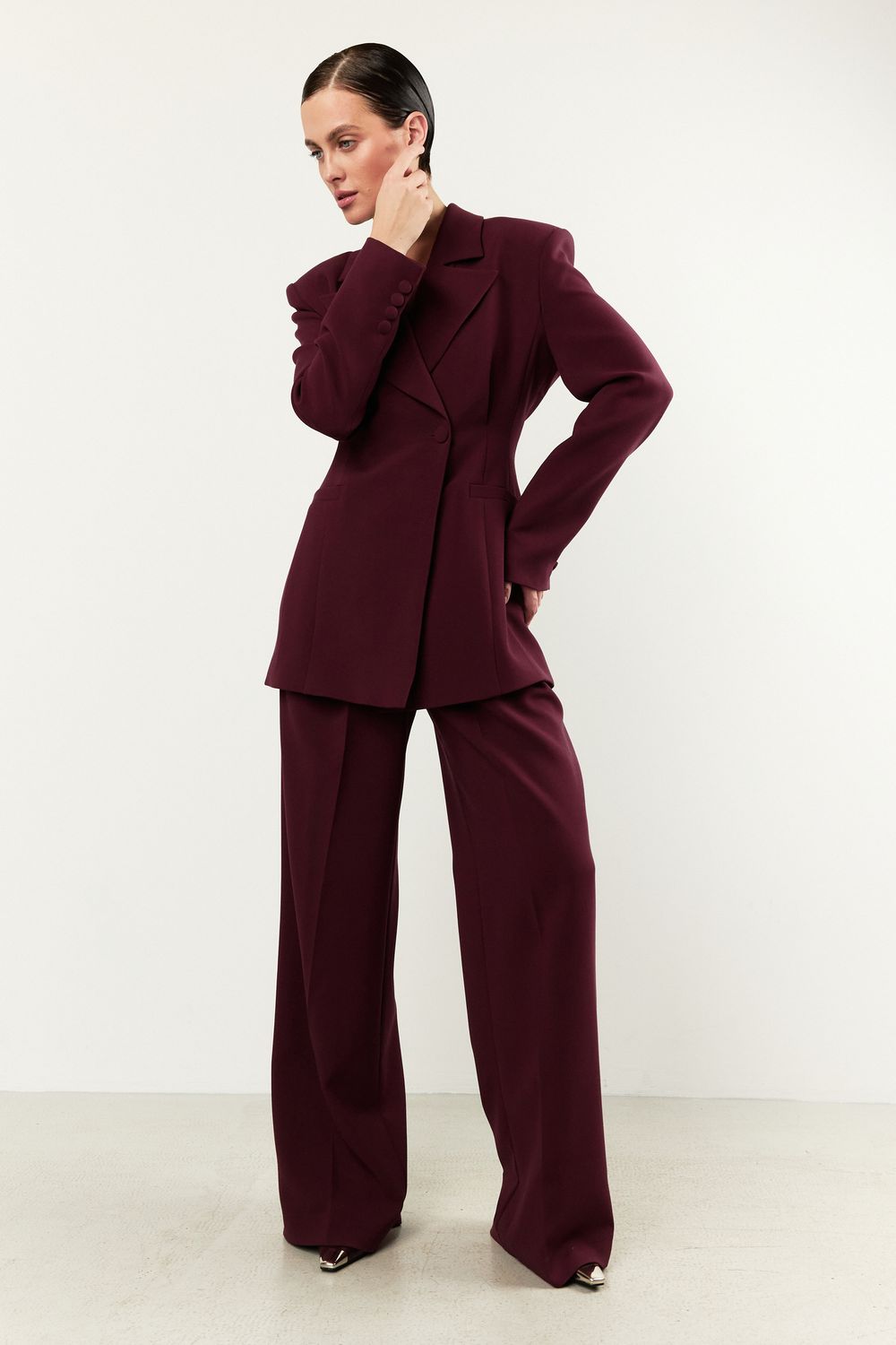 Брюки-палаццо бордовые