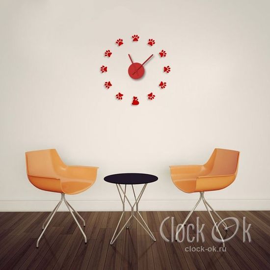 Настенные 3D часы Кошачьи лапки