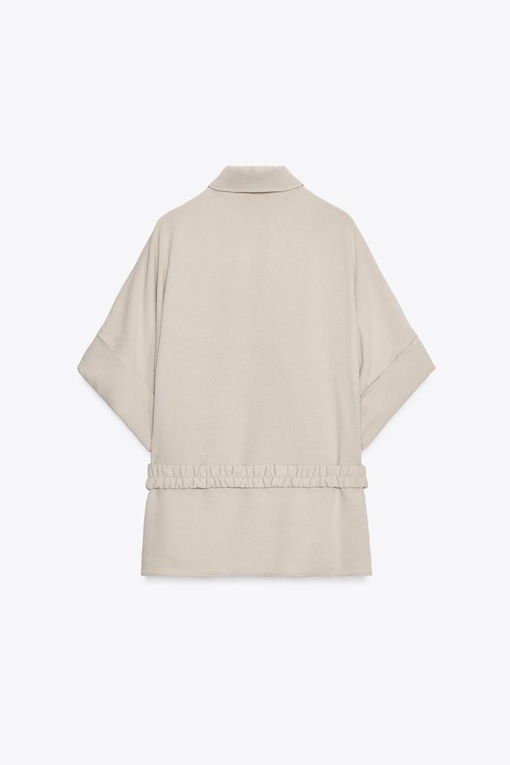 ZARA РУБАШКА САФАРИ С ПОЯСОМ, ПЕСОЧНЫЙ