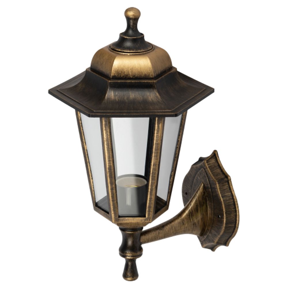 Садово-парковый светильник ЭРА НБУ 06-60-001 бронза 6 гранный настенный IP44 Е27 max60Вт | Садово-парковые светильники