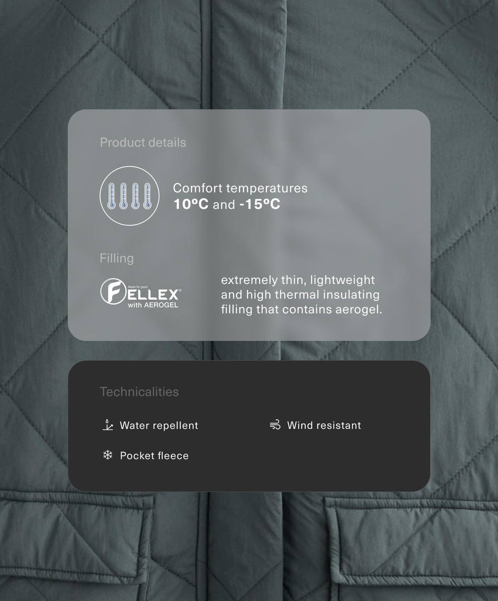 Oysho Утепленная водоотталкивающая куртка FELLEX® с AEROGEL, антрацитово-серый