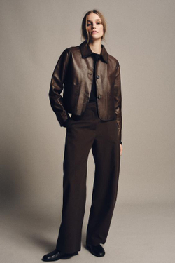 ZARA БРЮКИ В ПОЛОСКУ — ZW COLLECTION, КОРИЧНЕВЫЙ МЕЛАНЖ