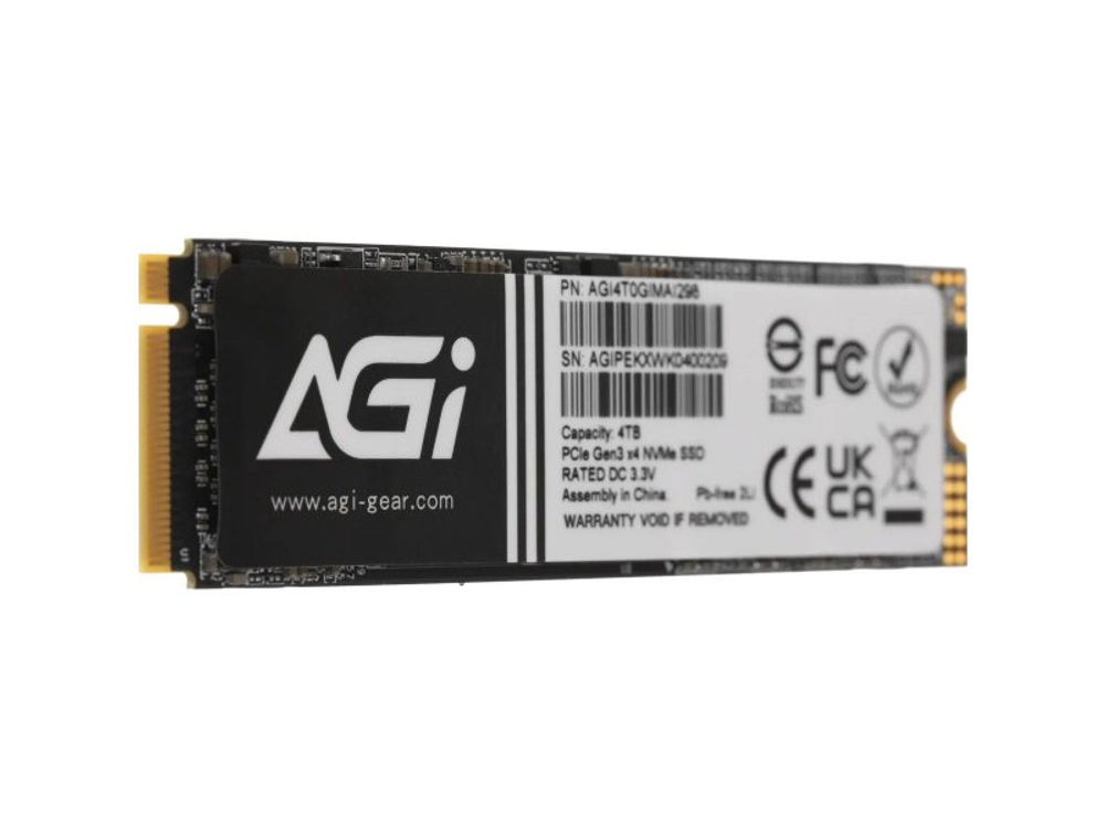 SSD накопитель AGI AI298 4ТБ, M.2 2280, PCIe 3.0 x4, NVMe [AGI4T0GIMAI298-CB]
