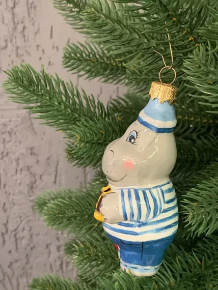 Елочное украшение Бегемот-моряк, стекло, Витус (46444)