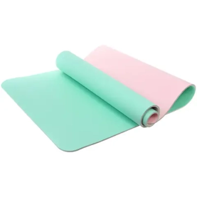 Коврик для йоги 8 мм 183х68 см «Энергия» 2х сторонний TPE, салатовый/розовый
