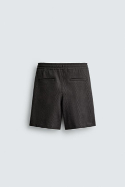 ZARA ШОРТЫ RELAXED FIT ИЗ РЕЛЬЕФНОЙ ТКАНИ, УГОЛЬНЫЙ