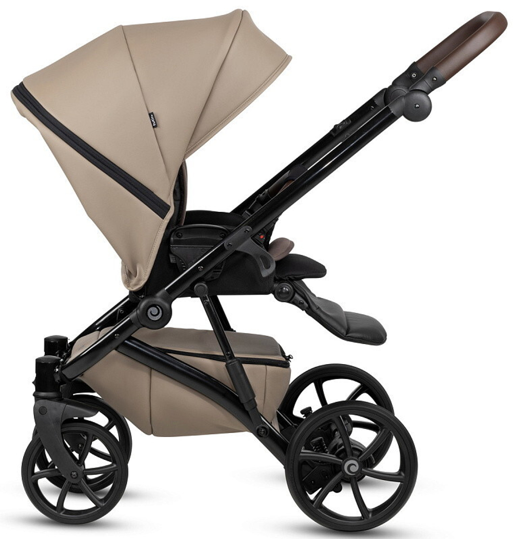 Детская коляска Tutis Viva 5 Plus Leather 2024 3 в 1 с автокреслом Elo Lux EduSky Black 1452149 Cappuccino