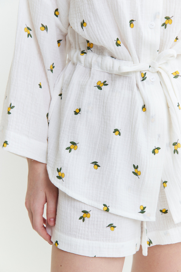 Муслиновая рубашка с лимонами и кулиской