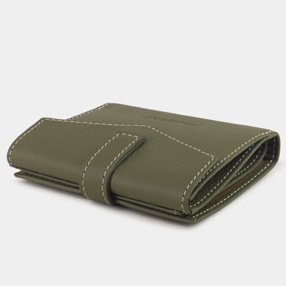 Кожаный кошелек, теленок зеленого цвета