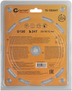 Диск пильный по дереву с тефлоновым покрытием 24Т, CUTOP Profi plus 130 х 1,1/1,8 х 20/16/12 мм 75-13024Т