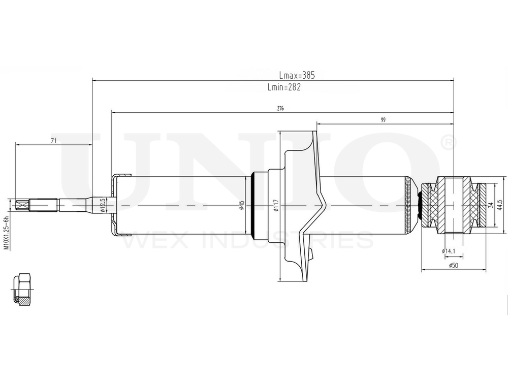 Амортизатор газовый задней подвески UNIO SAB-10545