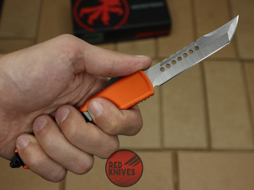 Нож Microtech Ultratech Helhound H/E - оранжевая рукоять, клинок сатин + запчасти RK-366