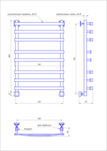 Полотенцесушитель водяной черный матовый Keerol LP3 800x500, вент. углов. 3/4"х1/2" г/ш (пара)