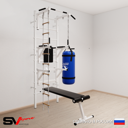 Шведская стенка Sv Sport усиленная 6921 (Турник стандарт/Брусья/Стойка/Скамья/Лестница/Цепь/Мешок 15кг)
