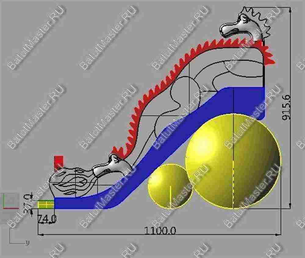 Коммерческий надувной батут-горка "Огненный дракон" 18*8*13 м