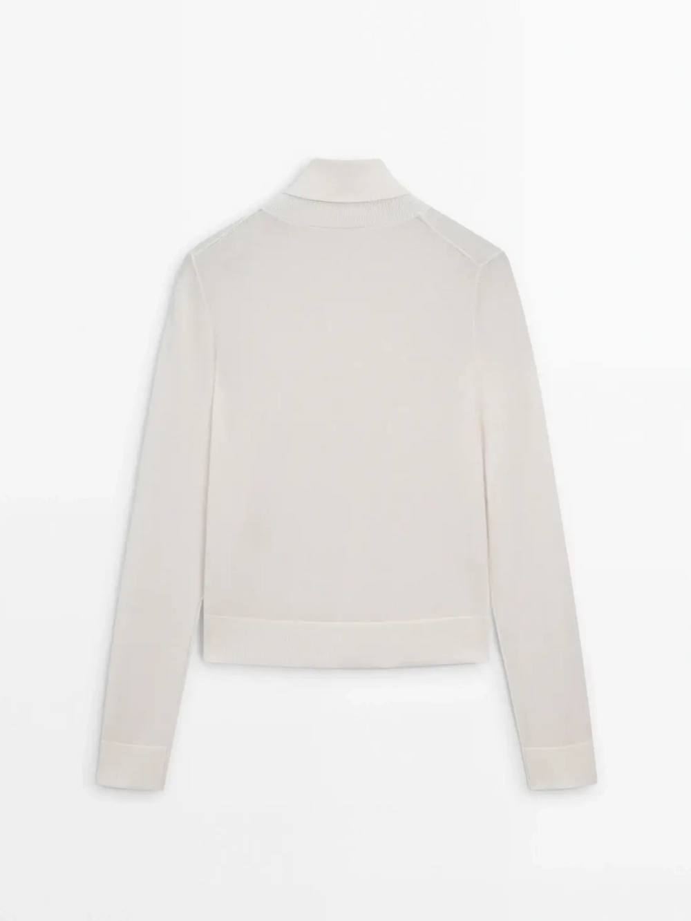 Massimo Dutti Свитер с высоким воротником, натуральный, кремовый