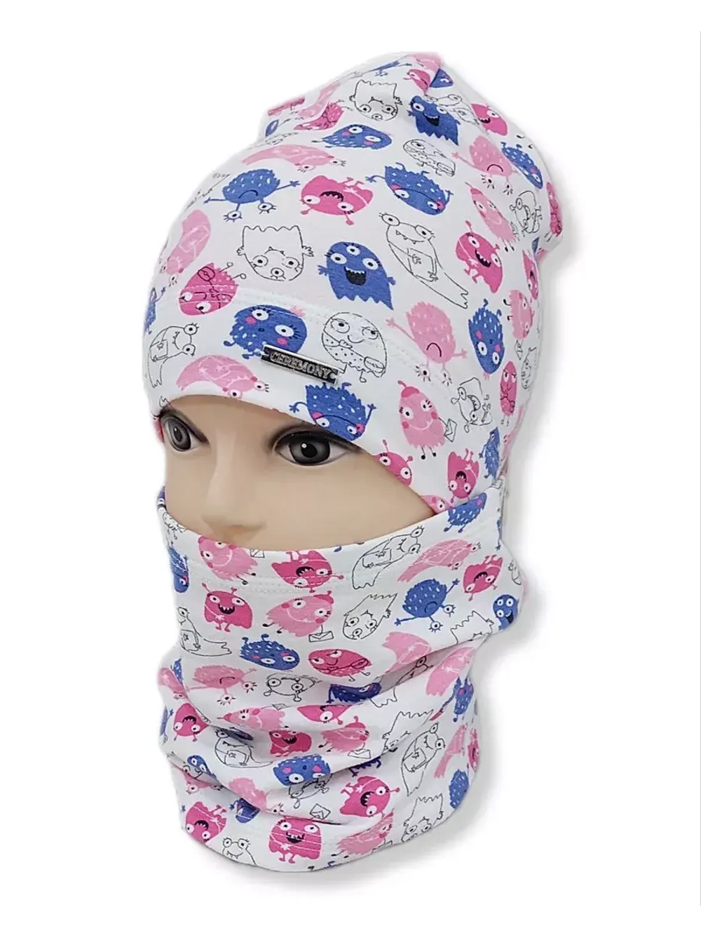 Комплект шапка трикотаж детская со снудом