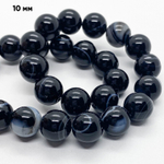 Агат черный тонированный бусины, диаметр около 10,1-10,3 мм, цена за 18-19 шт (1/2 нити)