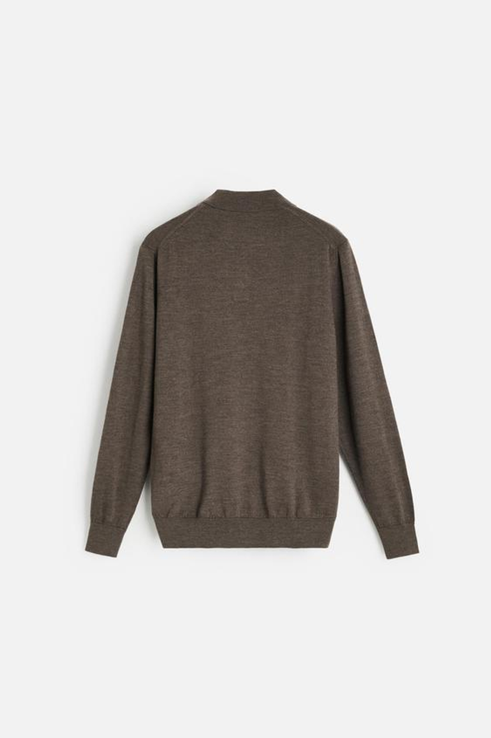 ZARA ПОЛО ИЗ МЕРИНОСОВОЙ ШЕРСТИ, КОРИЧНЕВЫЙ С МЕЛАНЖЕВЫМ ЭФФЕКТОМ