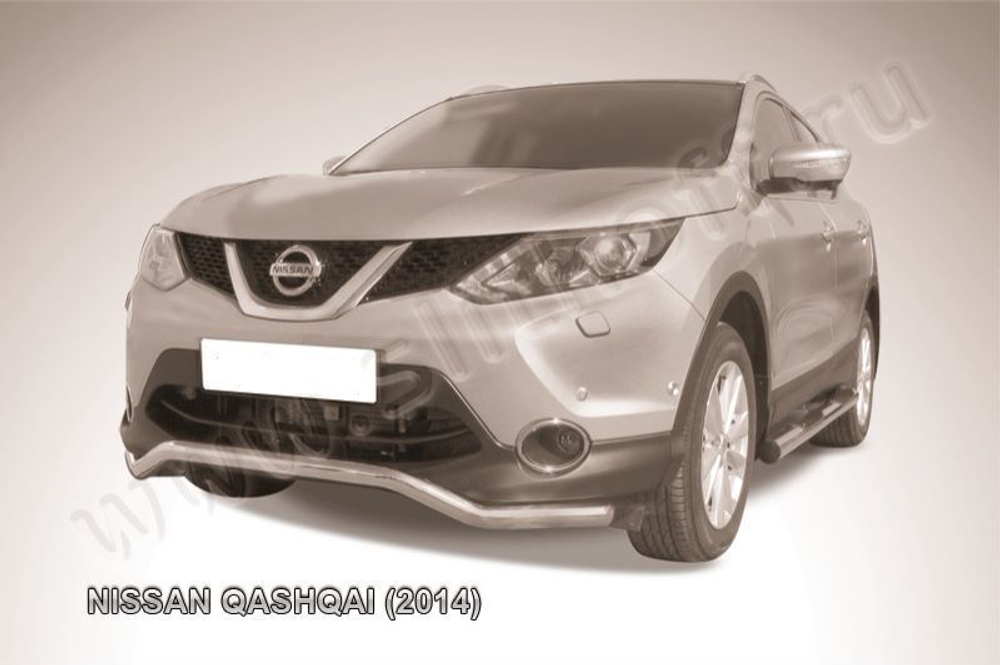 Защита переднего бампера (нержавейка) Nissan Qashqai (2013-2019) d57 волна