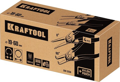 ЗУБР 4 шт, 180 мм, набор съемников стопорных колец, Профессионал (22826)