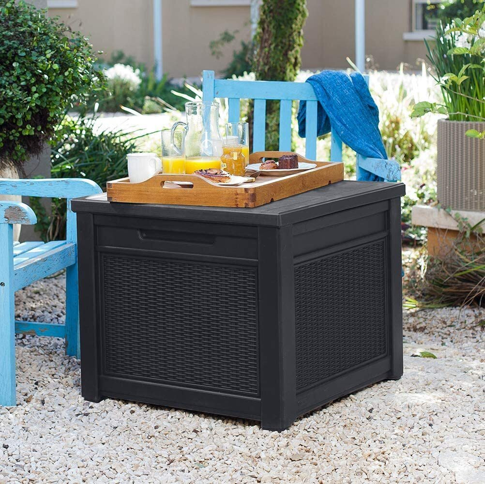 Пластиковый сундук Keter Cube Rattan 208 л graphite