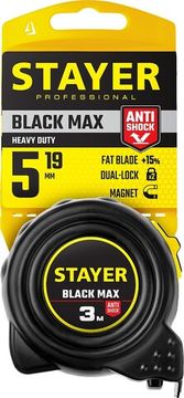 STAYER BlackMax, 5 м х 19 мм, рулетка с двумя фиксаторами, Professional (3410-05)