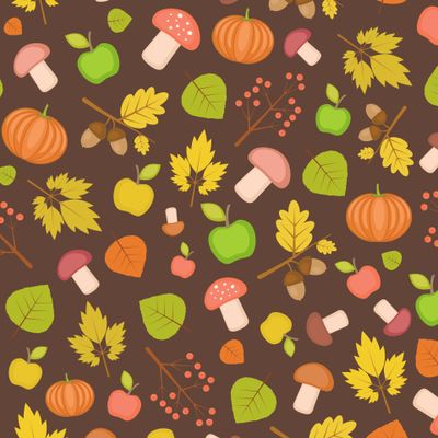 Осенний паттерн, грибы и листья