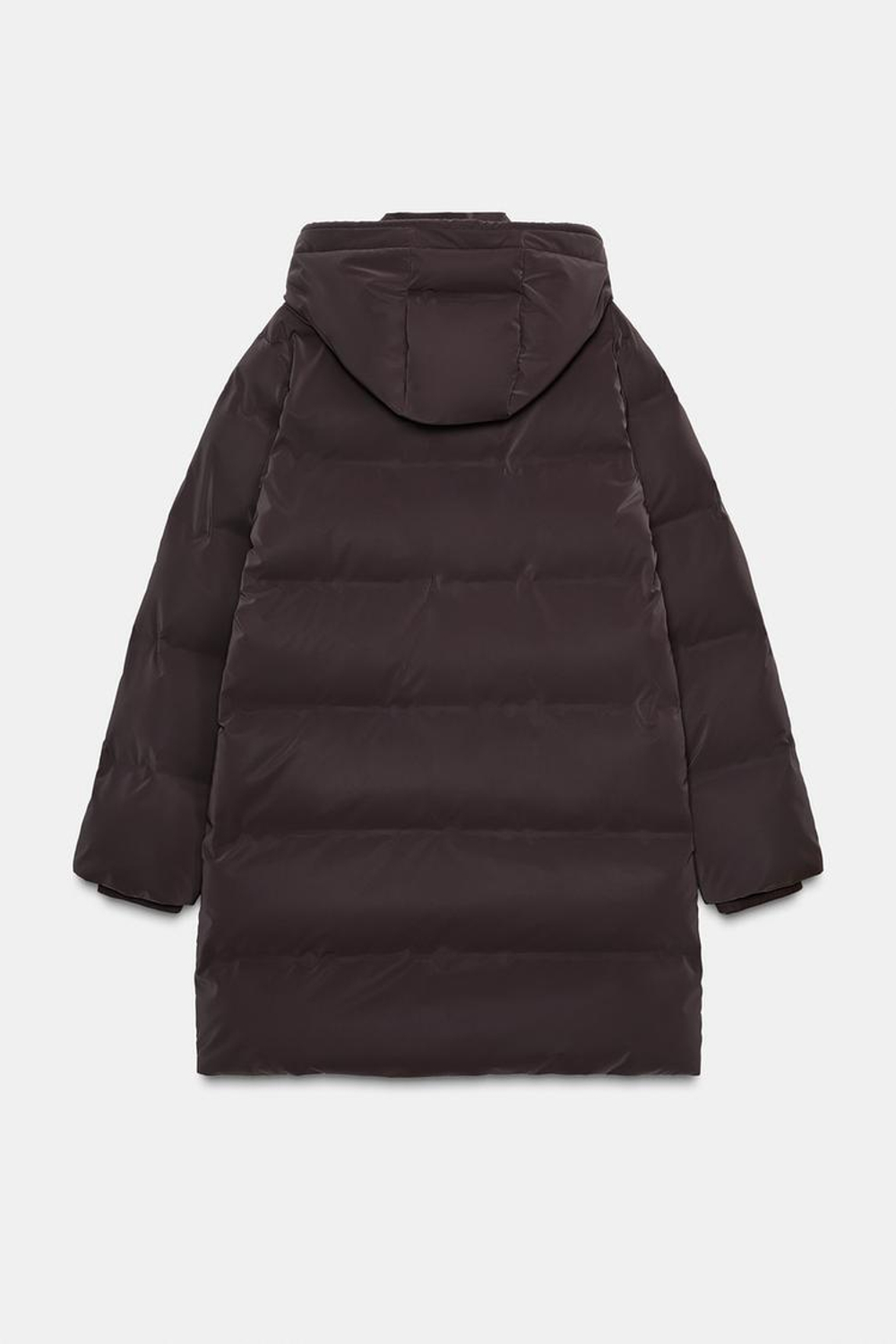 ZARA ПОЛУДЛИННЫЙ ВЕТРОЗАЩИТНЫЙ АНОРАК ИЗ ПРОРЕЗИНЕННОЙ ТКАНИ, КОРИЧНЕВЫЙ