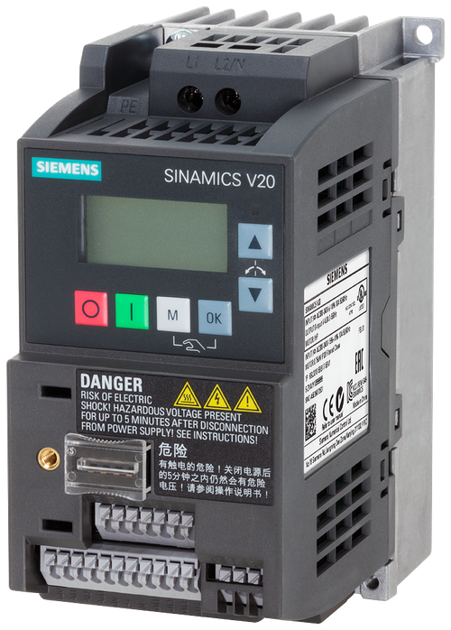 Частотный преобразователь 0,55кВт, 230В, 3,2А, Siemens - 6SL3210-5BB15-5UV1, Серии SINAMICS V20