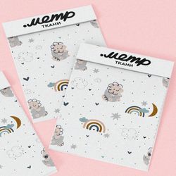 Ткань муслин динозаврики в облаках