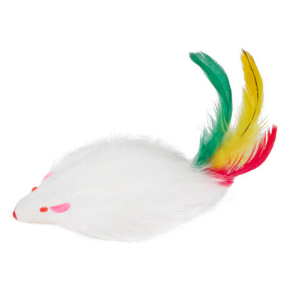 TRIOL Игрушка для кошек Мышь погремушка с пером, 60-65 мм