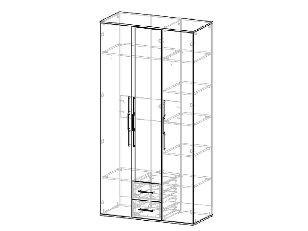 Бастион Шкаф трехдверный Дуб Крафт белый / Серый шифер