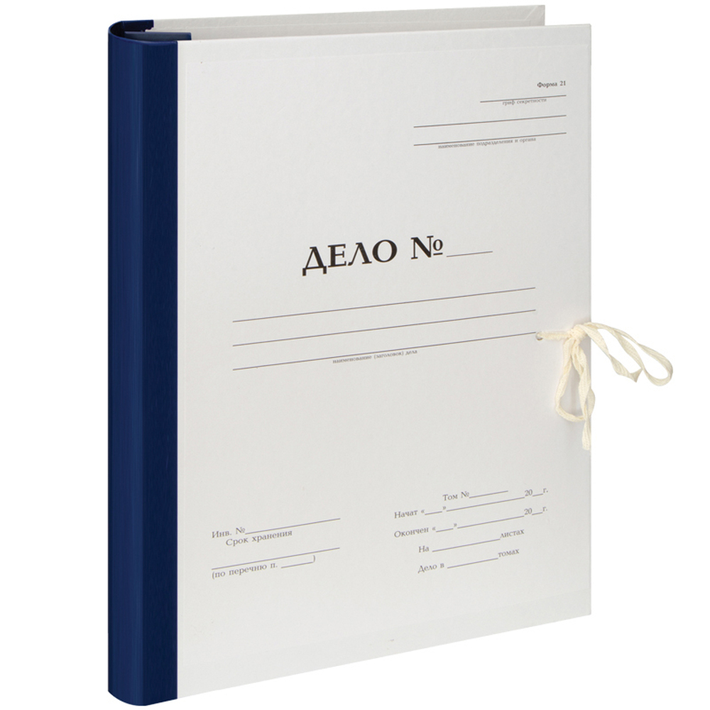 Папка архивная для переплета STAFF "Форма 21", с гребешками, 4 отверстия, с 2 завязками, 50 мм