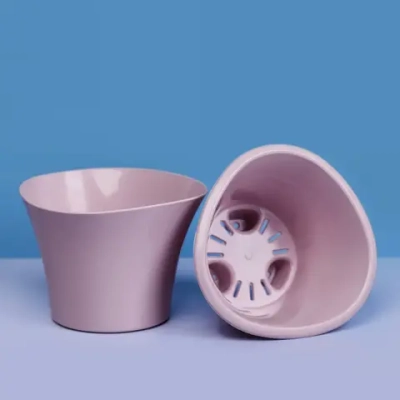 Кашпо для цветов пластиковое 1,5л d-15см «Лагуна» со вставкой бисквитный