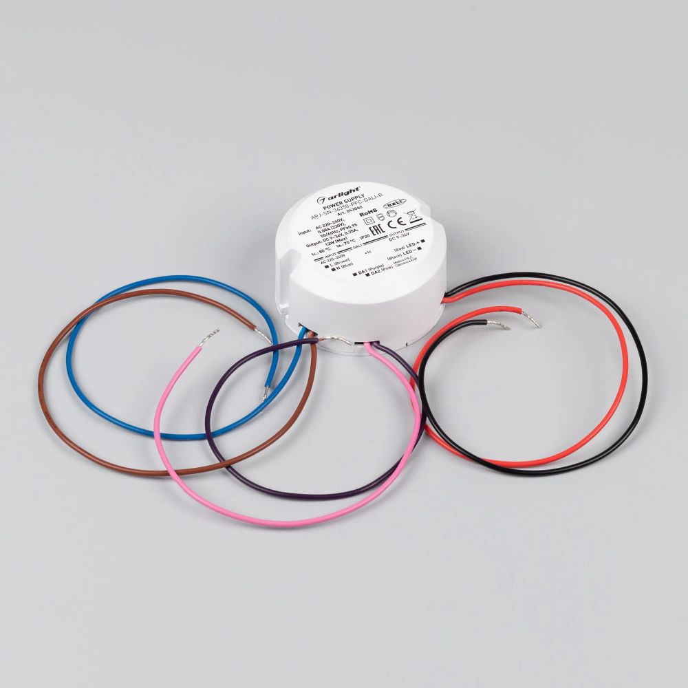 Блок питания ARJ-SN-34350-PFC-DALI-R (12W, 9-34V, 0.35A) (Arlight, IP20 Пластик, 3 года) 043062