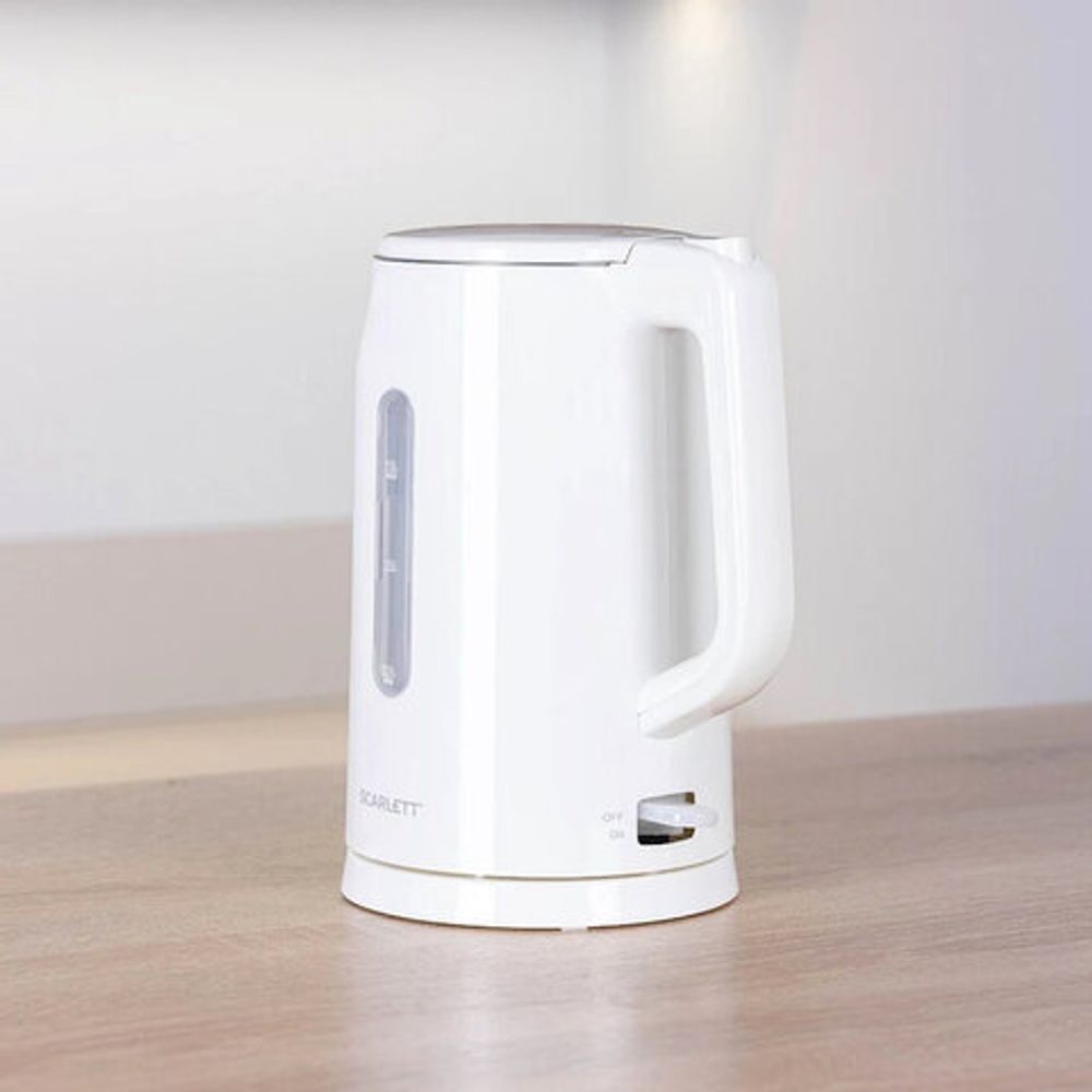 Чайник SCARLETT SC-EK21S31, 1,5 л, 2200 Вт, закрытый нагревательный элемент, двойные стенки, белый