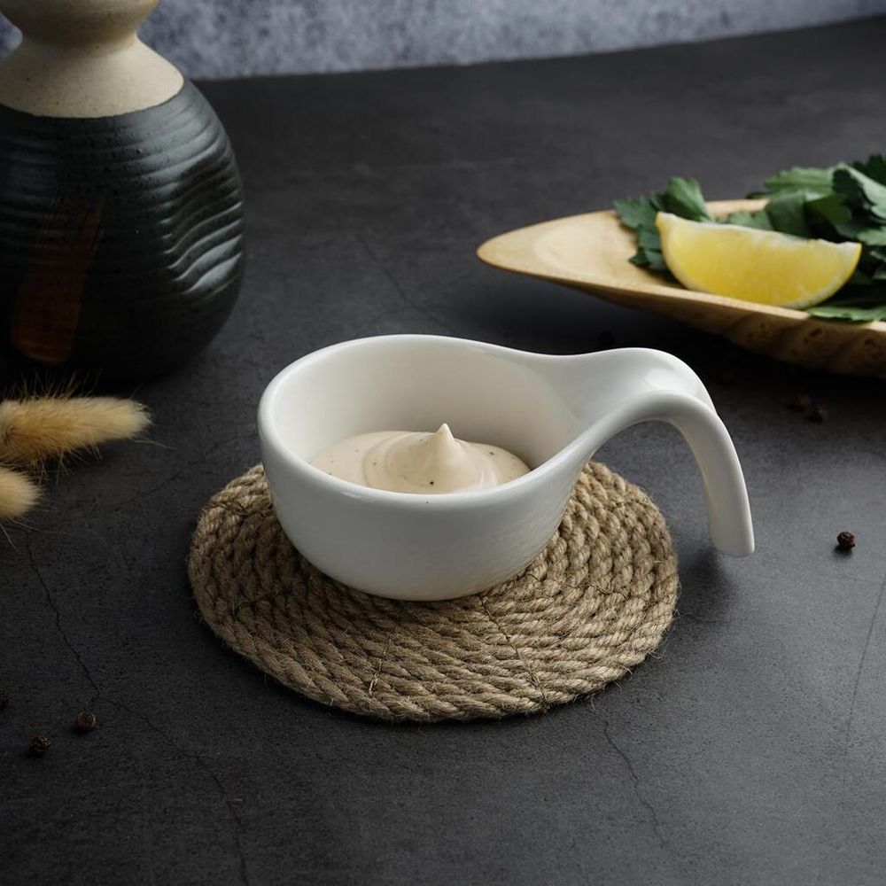 Соусник 80 мл 12*7,5 см h3,8 см Mini Mix с ручкой белый фарфор P.L. Proff Cuisine [6]