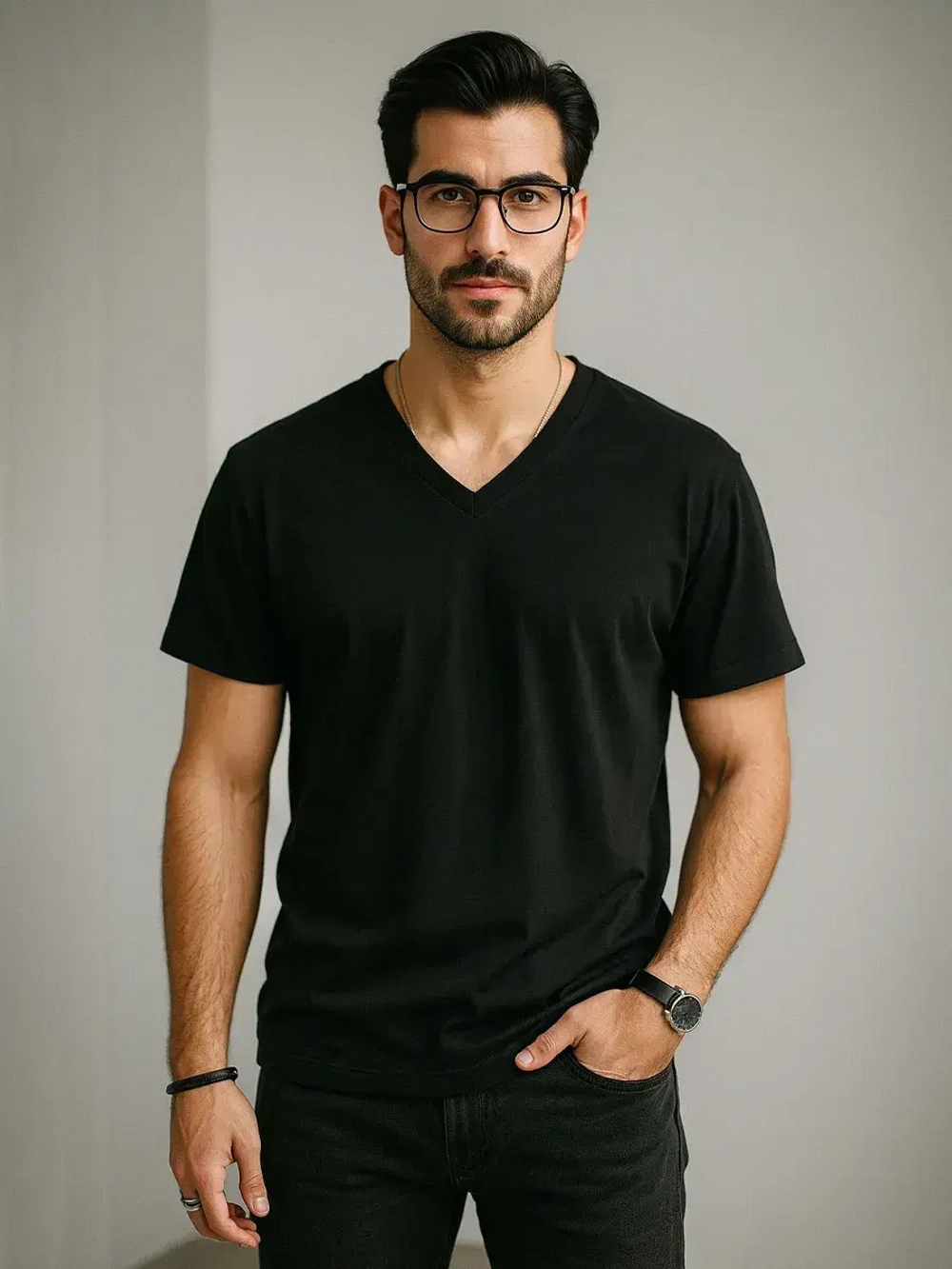 Черная футболка мужская летняя однотонная хлопок