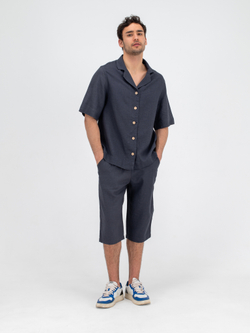 Костюм льняной с шортами. Графит