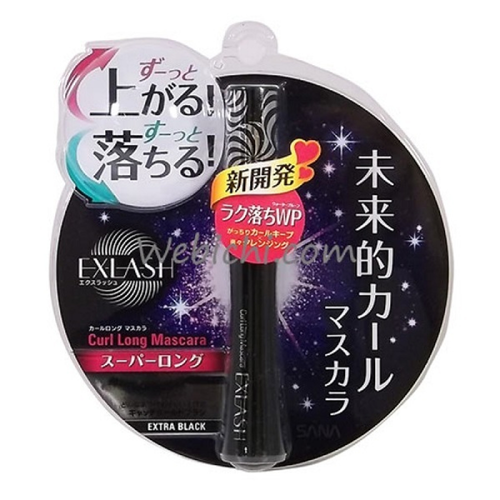 Влагостойкая черная тушь для ресниц Удлинение и Подкручивание Sana Masсara Exlash Curl Long Extra Black 10мл
